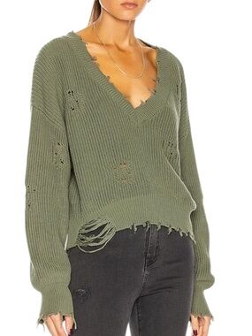 SER.O.YA Syd Distressed V-Neck Sweater NWOT